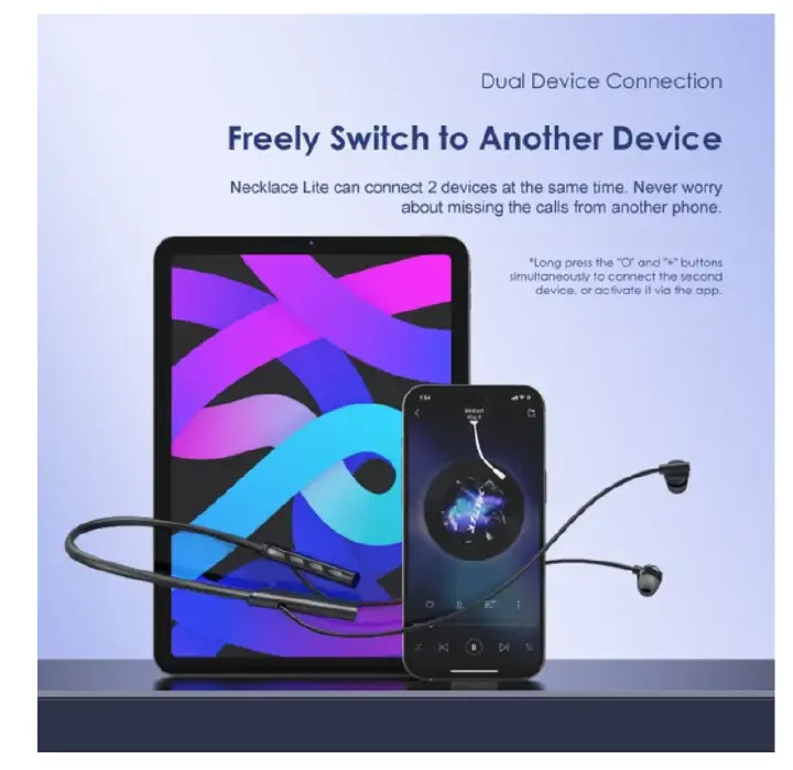 Oraimo Necklace Lite Neckband Wireless Earphone OEB-311 - Black Call Vibration Wireless Headphones IPX4 waterproof and Noise reduction in calls & with dual device connection 30Hr Playtime