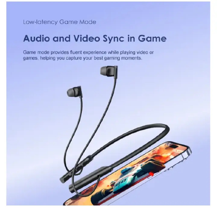 Oraimo Necklace Lite Neckband Wireless Earphone OEB-311 - Black Call Vibration Wireless Headphones IPX4 waterproof and Noise reduction in calls & with dual device connection 30Hr Playtime