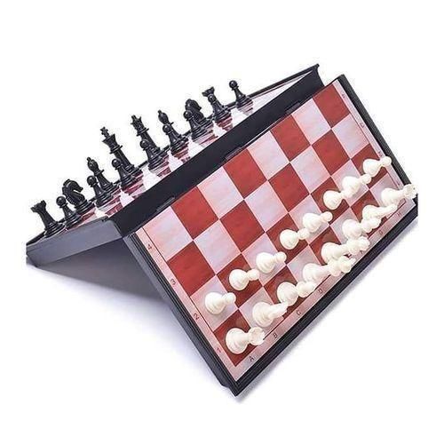 Chess Bag Magnetic Chess Board - Foldable Brown Chess Board Game Magnetic & Foldable Travel Chess