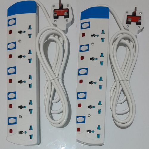 Power King TOP RATED 5-WAY ELECTRIC EXTENSION CABLE 2 PIECES – DURABLE BUILD – DOUBLE PACK – STRONG SOCKET