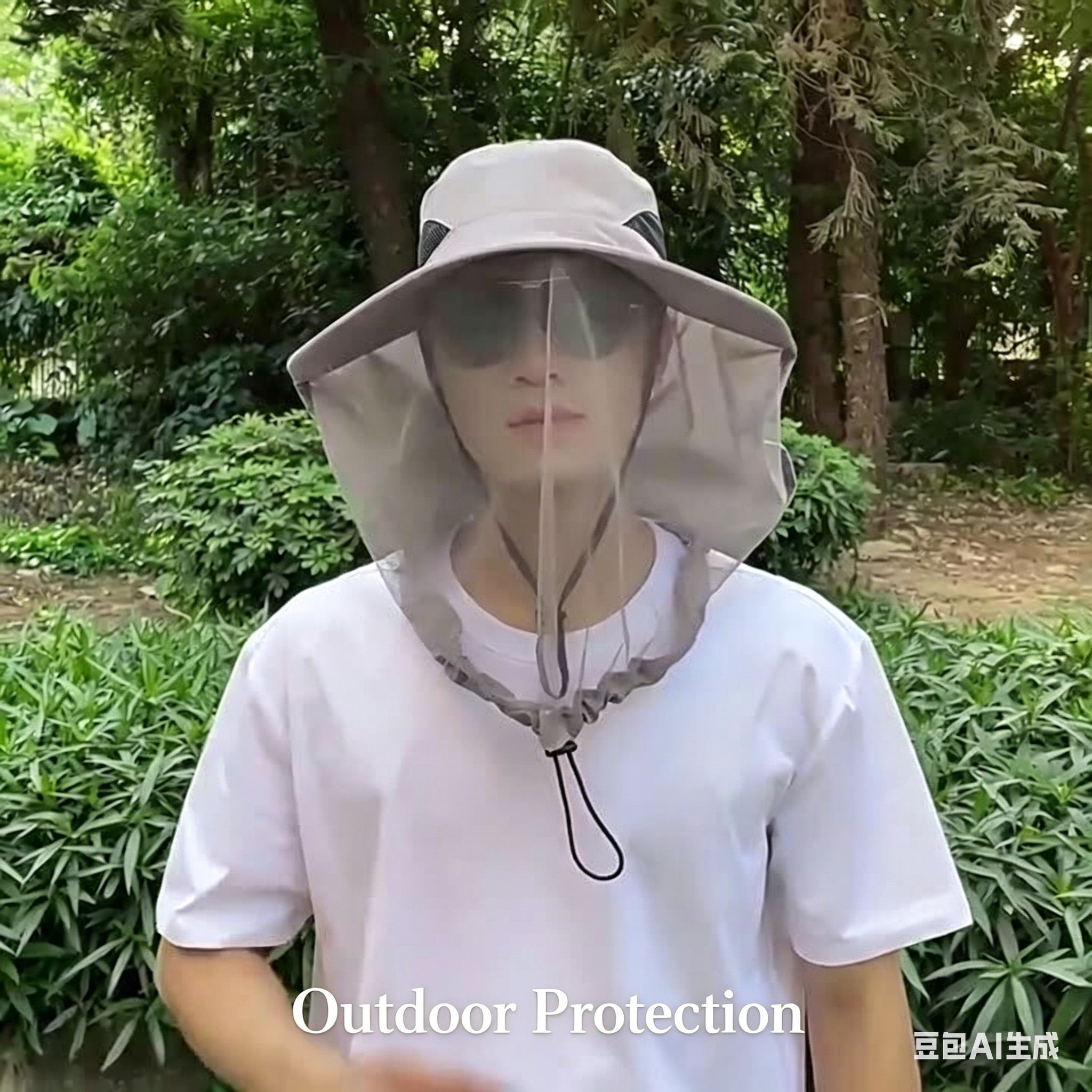 Face-Covering Anti-Mosquito Fishing Hat, Men's Outdoor Sun Hat for Hiking, Breathable Mesh Veil Hat, Night Fishing Insect-Repellent & Beekeeping Cap