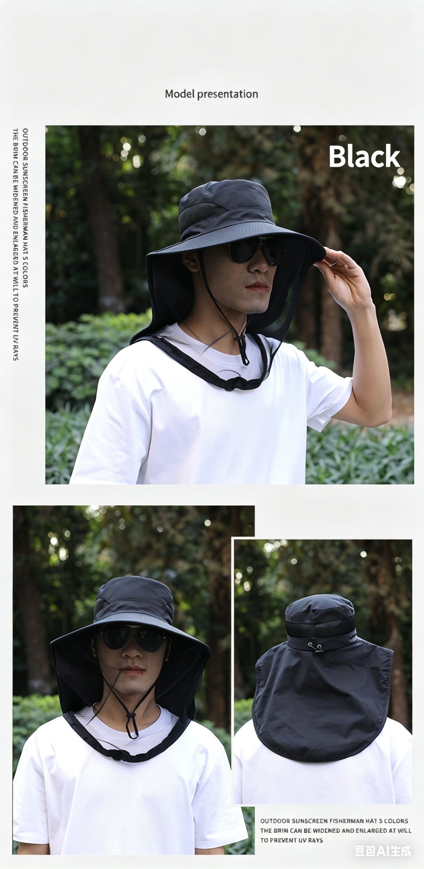 Face-Covering Anti-Mosquito Fishing Hat, Men's Outdoor Sun Hat for Hiking, Breathable Mesh Veil Hat, Night Fishing Insect-Repellent & Beekeeping Cap