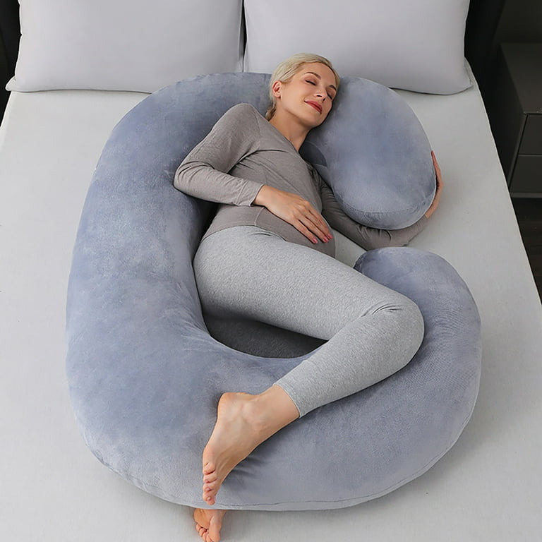 C-Shaped Pregnancy Pillows, Memory Foam Pregnancy Pillow Full Body Maternity Pillow with Removable Cover, 52 Inch Pregnancy Pillows for Sleeping (Grey)