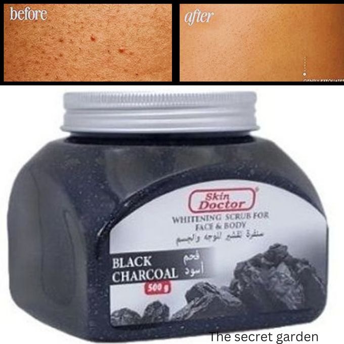 Skin Doctor Black Charcoal Face And Body Scrub 500g Deep Cleansing Exfoliating Acne Removal Oil Control Pore Minimizing Brightening Smooth Skin Dead Skin Remover For Men And Women All Skin Types
