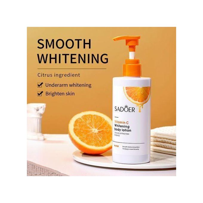 Sadoer Vitamin C Whitening Body Lotion Orange Extract Essence Brightening Moisturizing Smooth Skin Repair Hydrating Anti Aging Glow Even Tone Fast Absorbing Body Cream For Women And Men All Skin Types