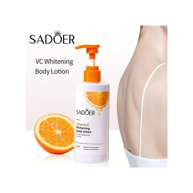 Sadoer Vitamin C Whitening Body Lotion Orange Extract Essence Brightening Moisturizing Smooth Skin Repair Hydrating Anti Aging Glow Even Tone Fast Absorbing Body Cream For Women And Men All Skin Types