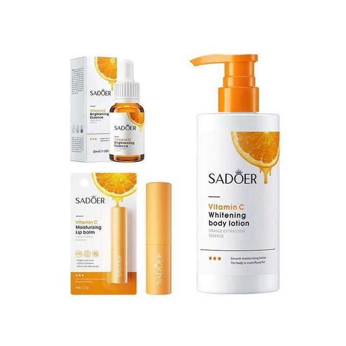 Sadoer Vitamin C Whitening Body Lotion Orange Extract Essence Brightening Moisturizing Smooth Skin Repair Hydrating Anti Aging Glow Even Tone Fast Absorbing Body Cream For Women And Men All Skin Types