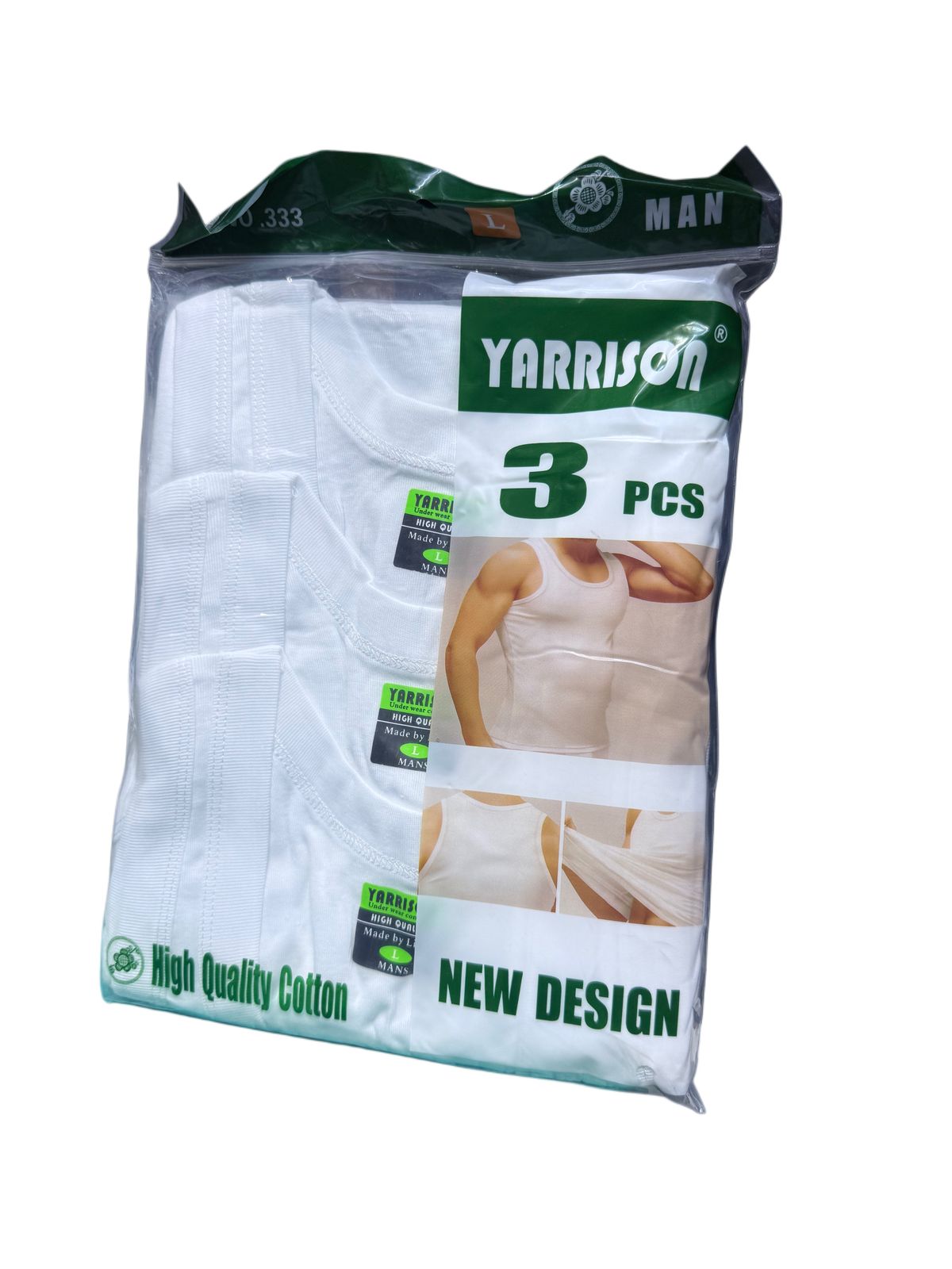 3pack All White Men 100% Cotton Vests