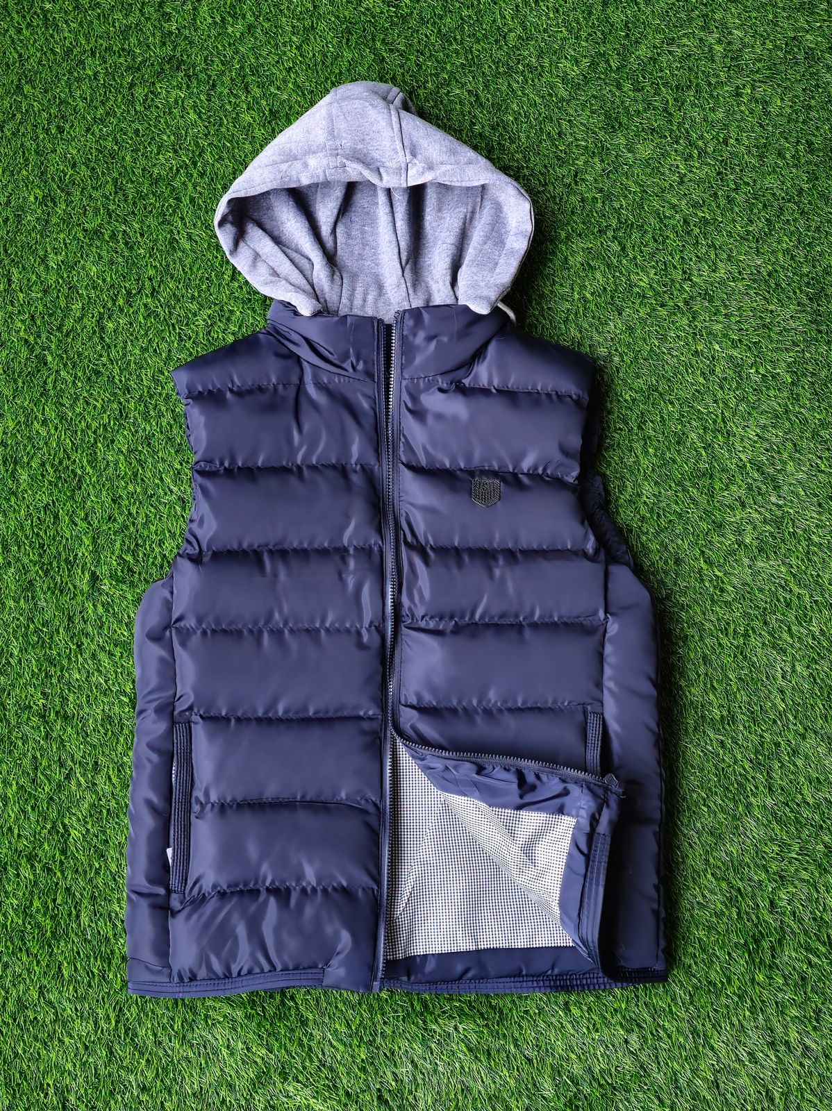 Men Blue Half Puff Jackets