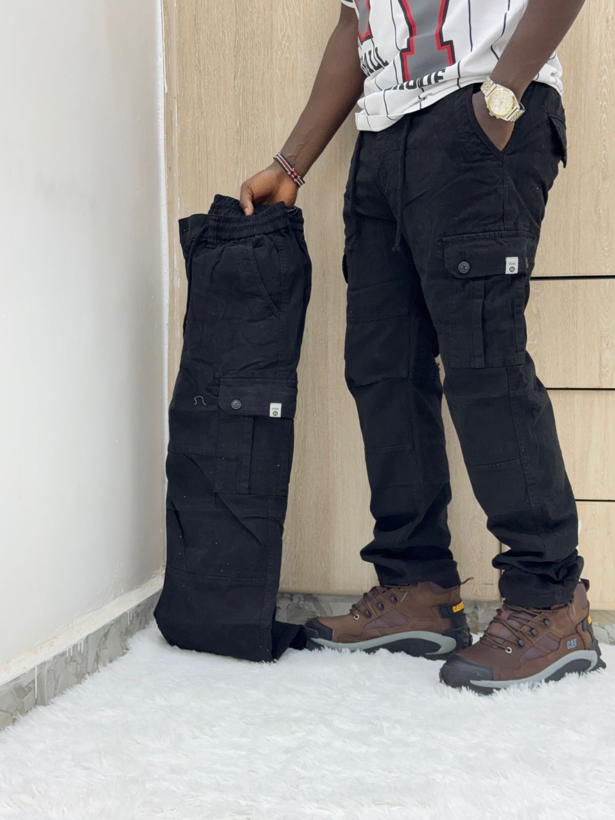 Black Hard Khaki Non Fade Cargo Pants