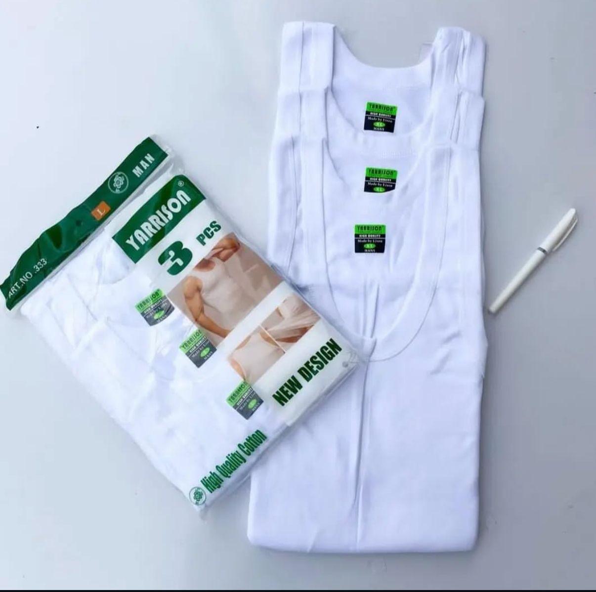 All White Cotton Pack Of 3 Vests