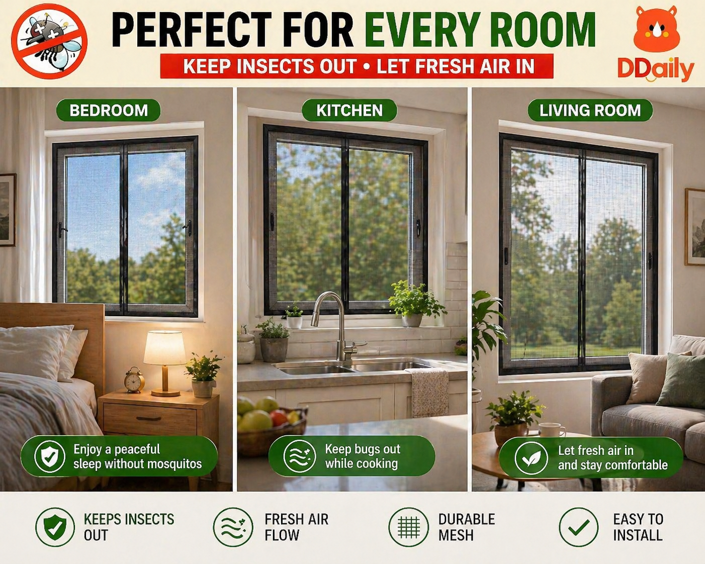 Magic hook Mosquito Net Window Screen Anti Mosquito Fly Insect Protection Easy Install Removable