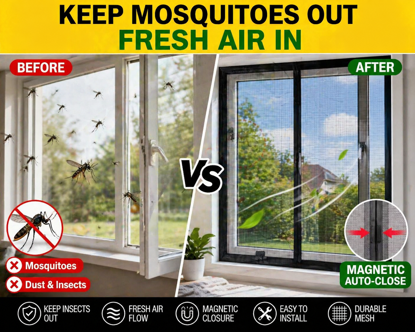 Magic hook Mosquito Net Window Screen Anti Mosquito Fly Insect Protection Easy Install Removable