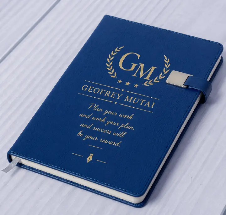 Custom Name Leather Notebook with Magnetic Closure – Personalized A5 Journal Diary with Gold Embossed Text for Office, School & Gift Use