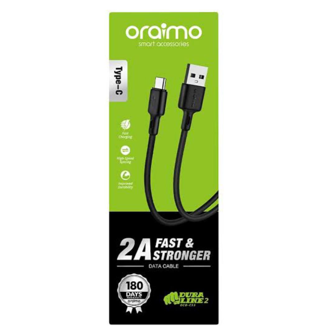 Oraimo type C cable, original, supports fast charging and data transfer , high quality, data transfer, durable, with original oraimo sticker on the box