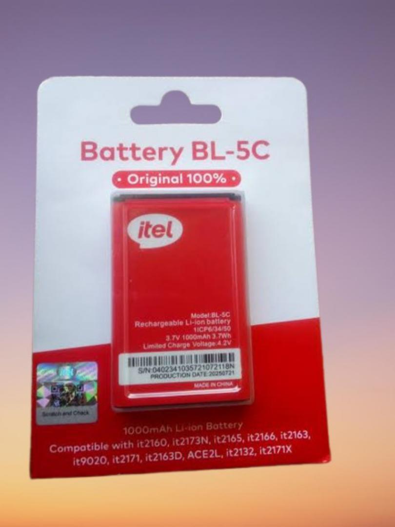 BL 5C original Itel battery, Kabambe battery, stays long with charge, has original itel stamp on the case