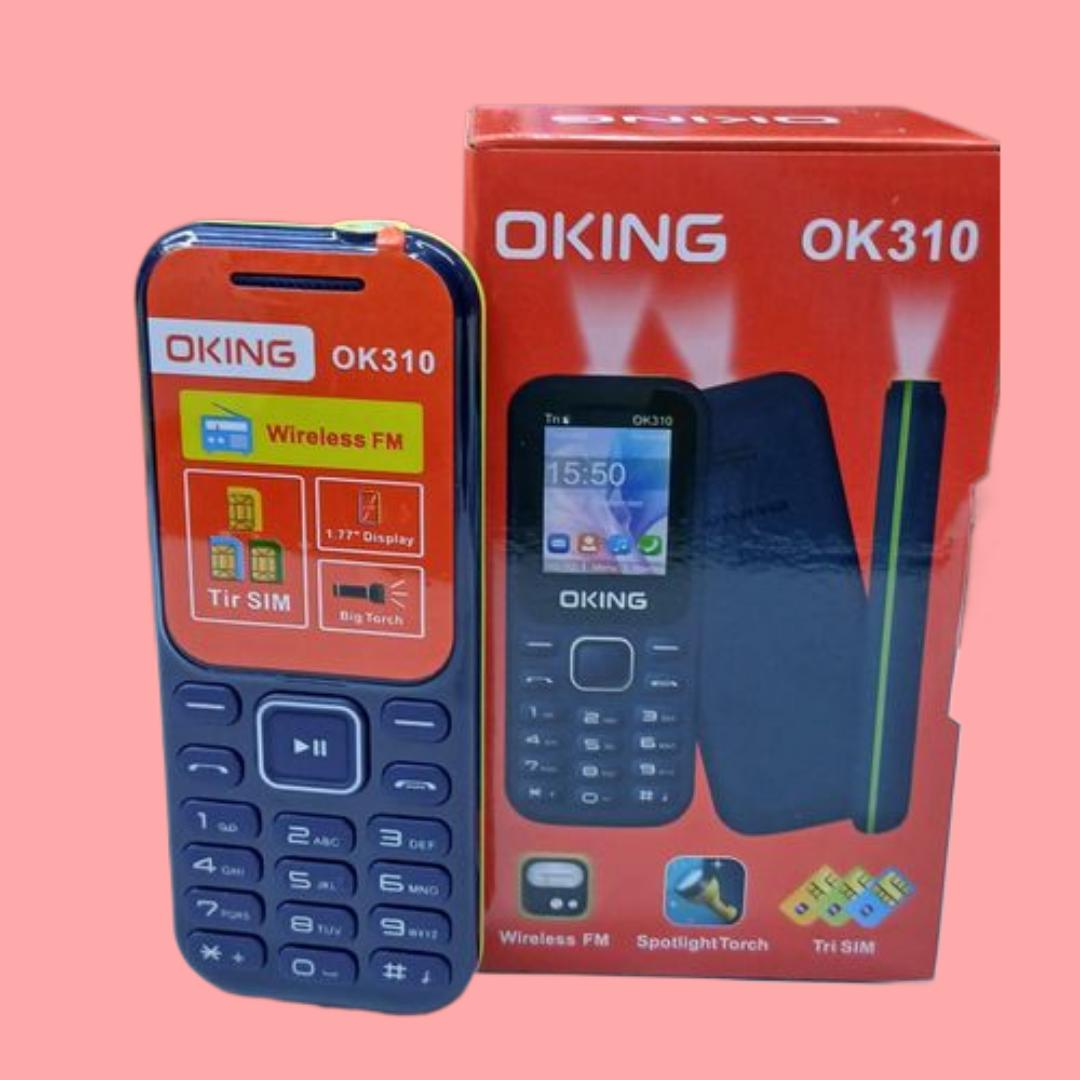 Oking 310, supports Triple Sim, FM Radio
Torch/Flashlight
Basic phone functions: Calling, SMS
Multi-language support