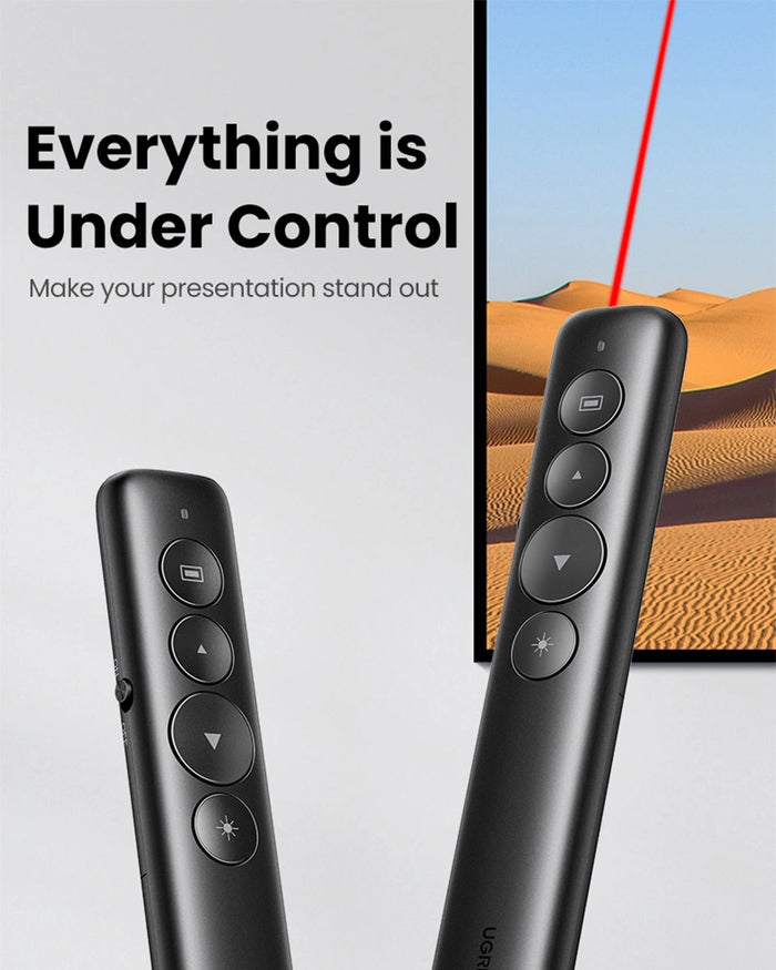 UGREEN LP479 Wireless Presenter UG-50654 – with Red Laser Pointer, USB 2.4GHz Remote Control, Plug & Play Presentation Clicker for PowerPoint & Keynote