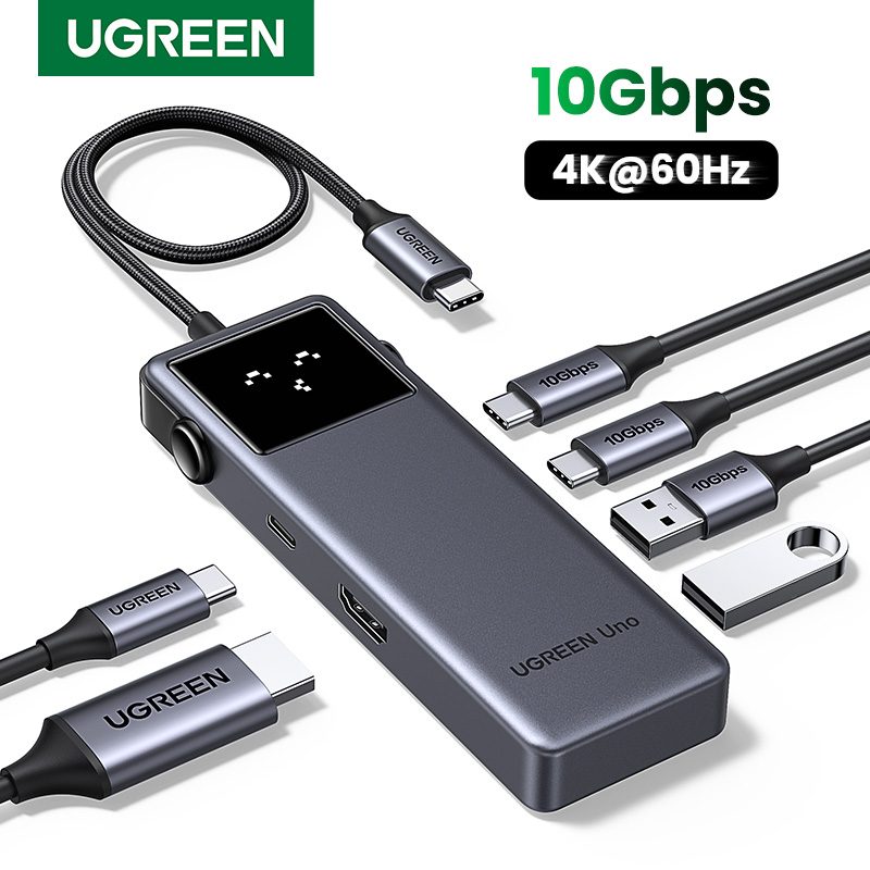 UGREEN CM888 6-in-1 USB-C Docking Station – 2× USB-A 3.2, 2× USB-C 3.2 Gen 2 (Data), HDMI, 100W PD Charging, High-Speed Hub, Compact Plug & Play Adapter