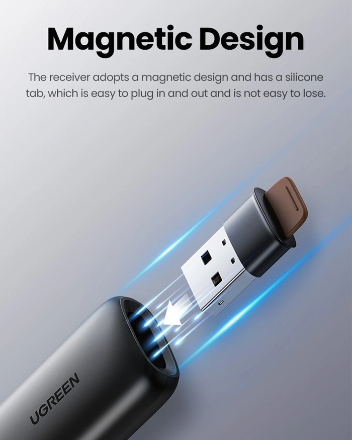 UGREEN LP479 Wireless Presenter UG-50654 – with Red Laser Pointer, USB 2.4GHz Remote Control, Plug & Play Presentation Clicker for PowerPoint & Keynote