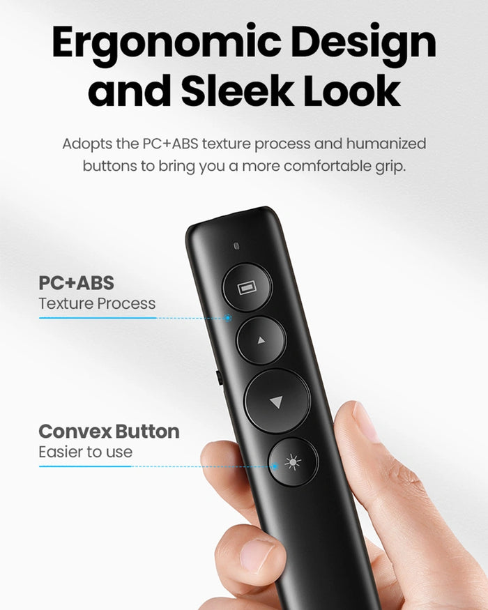 UGREEN LP479 Wireless Presenter UG-50654 – with Red Laser Pointer, USB 2.4GHz Remote Control, Plug & Play Presentation Clicker for PowerPoint & Keynote