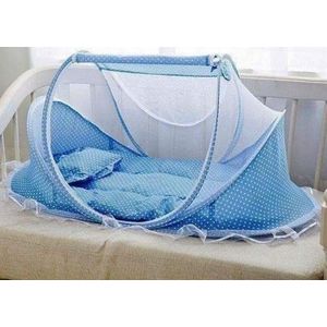 Portable Foldable Baby Sleeping Nest Cot Mosquito Net-Blue dotted Baby Nest