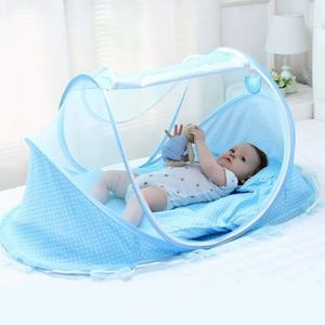 Portable Foldable Baby Sleeping Nest Cot Mosquito Net-Blue dotted Baby Nest