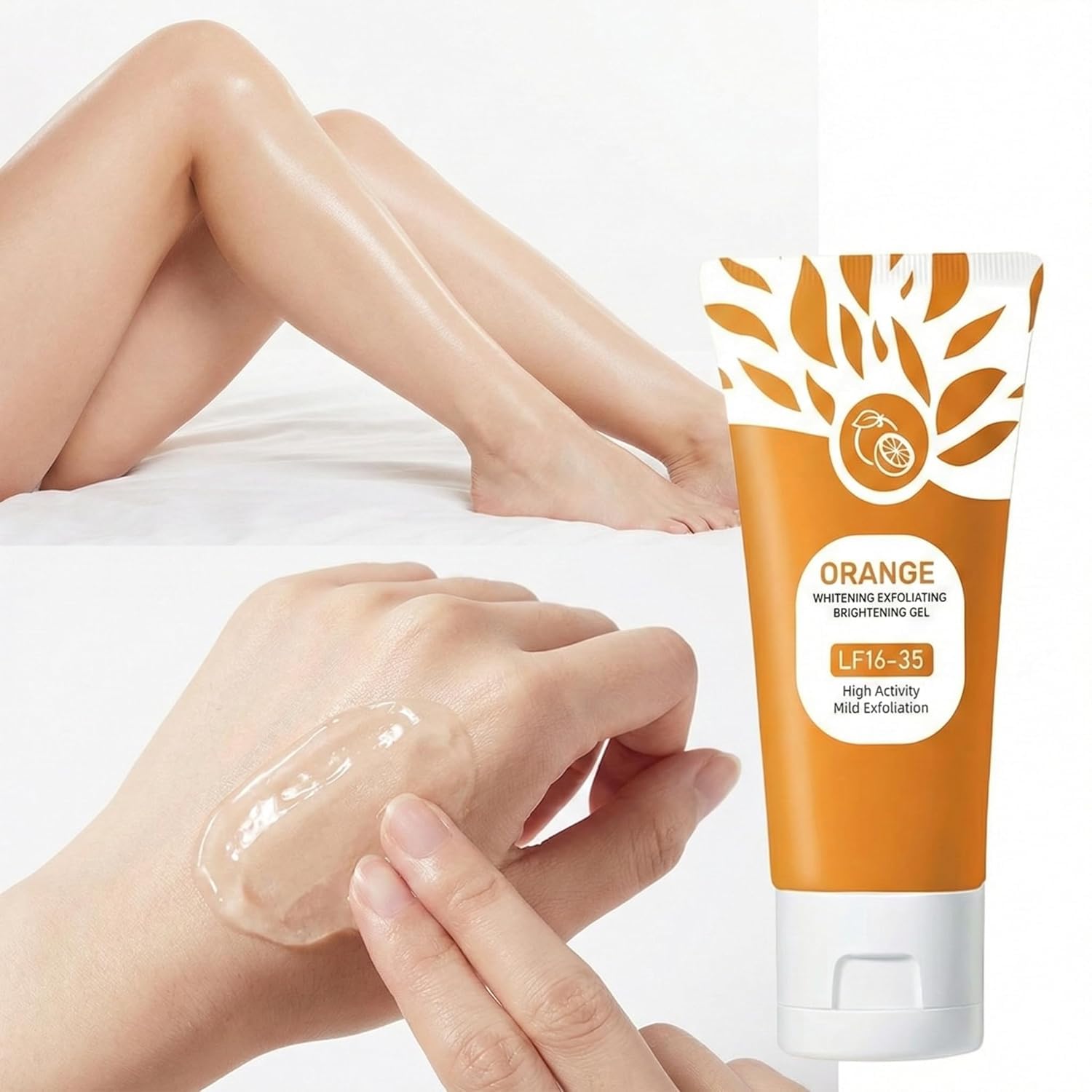 POuQuR Orange Enzymes Exfoliating Brightening Gel – Deep Cleansing Face & Body Scrub