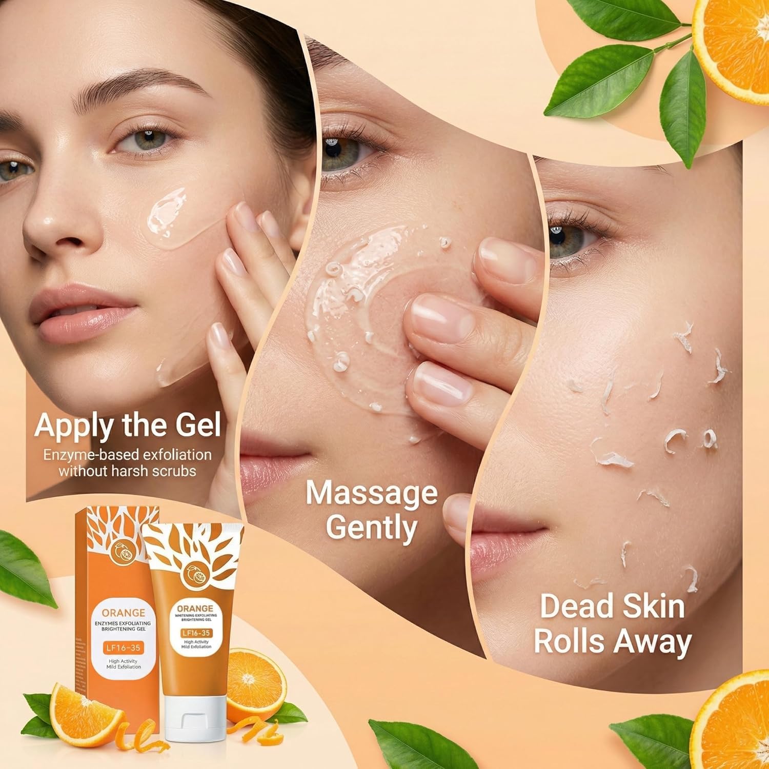 POuQuR Orange Enzymes Exfoliating Brightening Gel – Deep Cleansing Face & Body Scrub