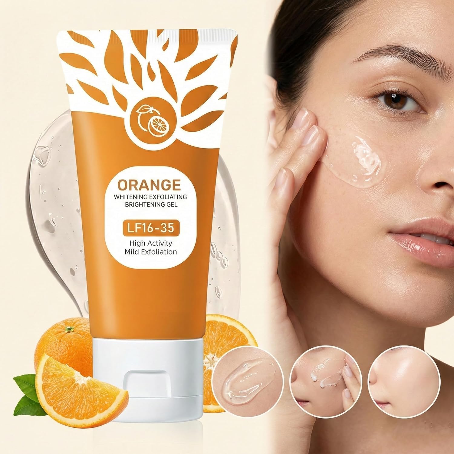 POuQuR Orange Enzymes Exfoliating Brightening Gel – Deep Cleansing Face & Body Scrub