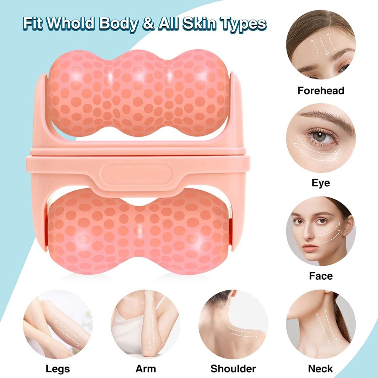 1 piece of double-headed ice roller facial massage tool for facial rejuvenation, skin tightening, and portable care
