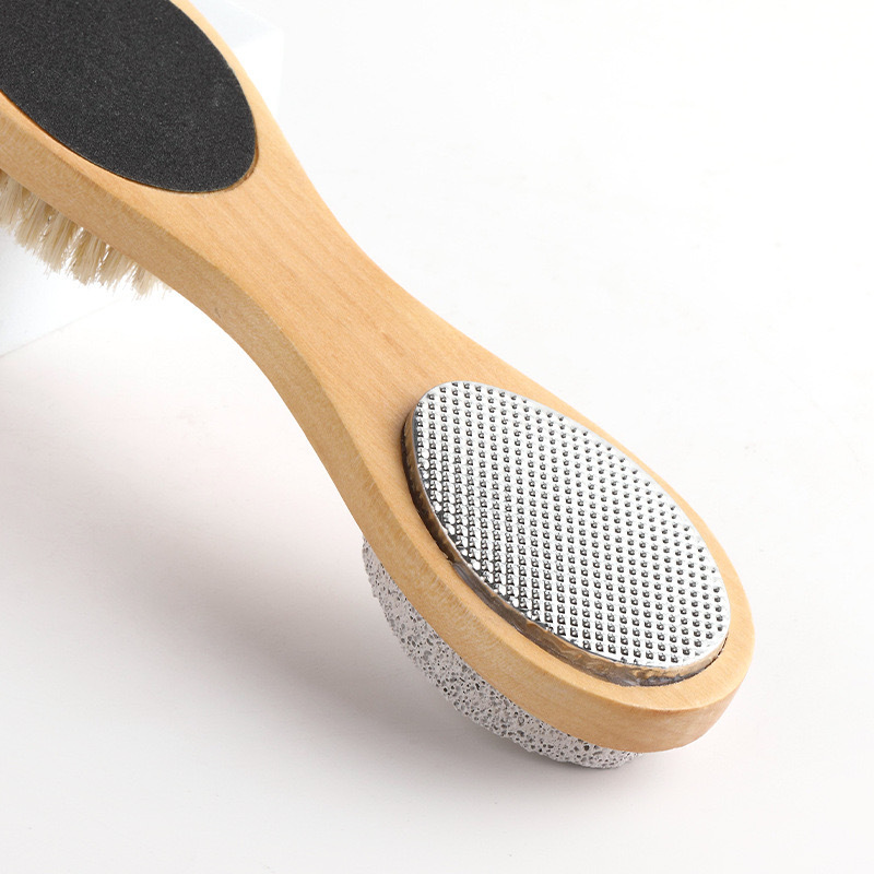 Multi-functional wooden brush for removing dead skin, callus on the sole of the foot, and stubborn callus. Foot grinding and polishing set, foot washing brush, scraping and filing tool set for pedicur