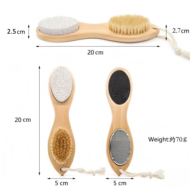 Multi-functional wooden brush for removing dead skin, callus on the sole of the foot, and stubborn callus. Foot grinding and polishing set, foot washing brush, scraping and filing tool set for pedicur