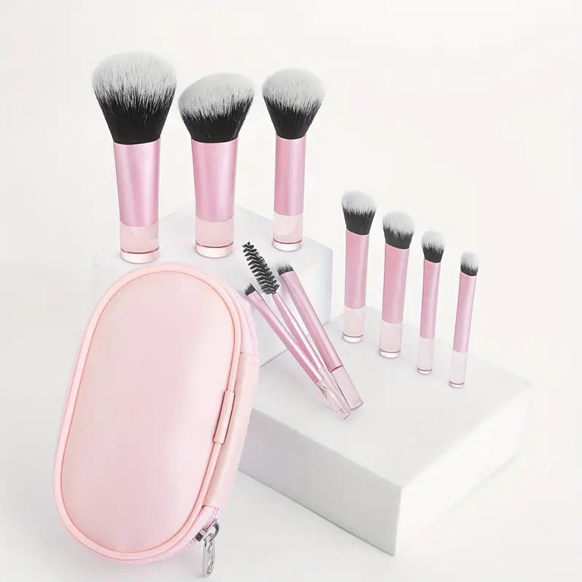 New beginner 10-piece mini makeup brush set, including crystal handle portable foundation make-up brush and eye shadow brush, with complimentary brush bag