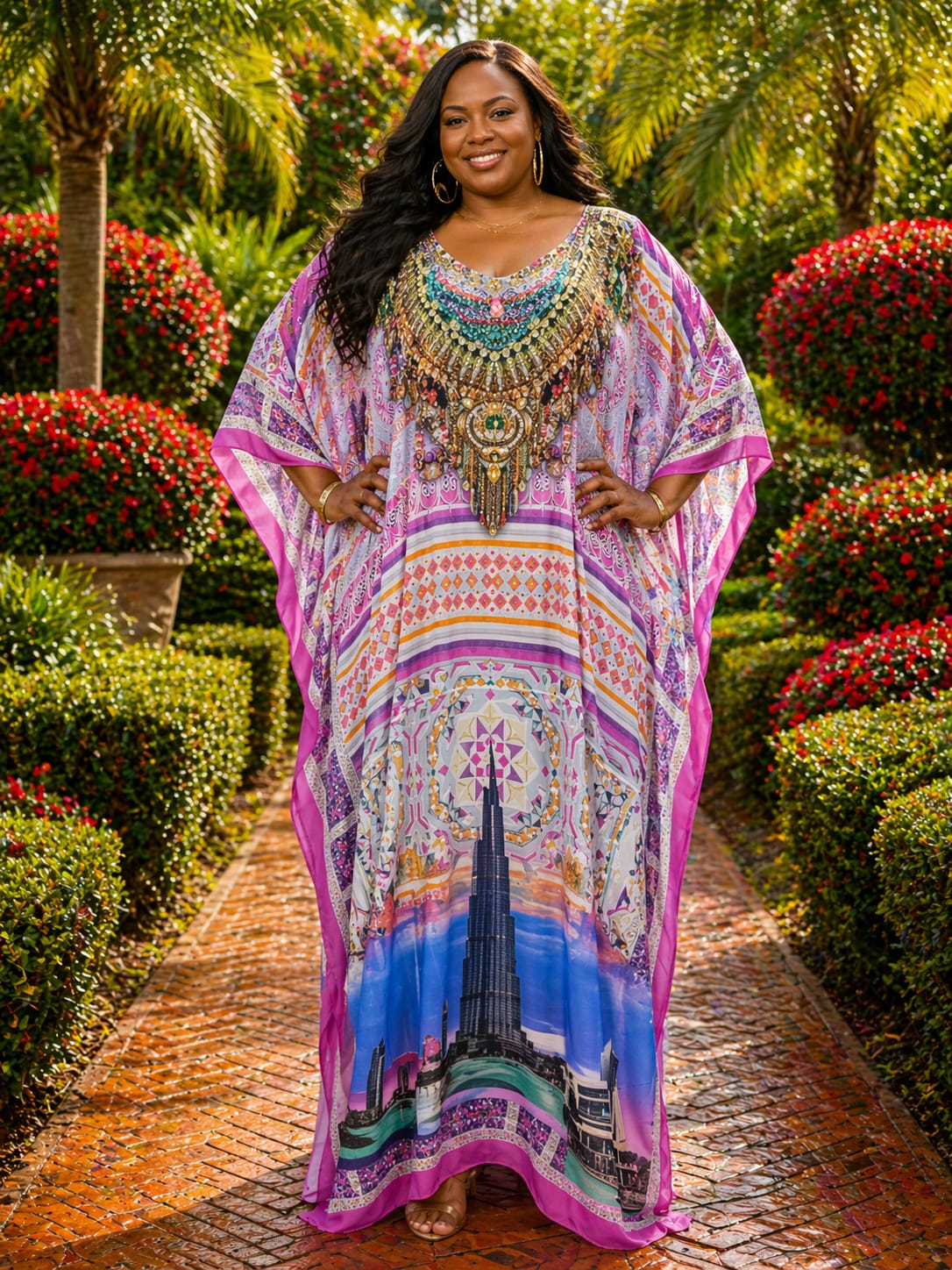 Women Elegant Dera Dress Free Size Plus Size Friendly Maxi Kaftan Stylish Modest Wear Comfortable Loose Fit Soft Breathable Fabric Casual Occasion Outfit