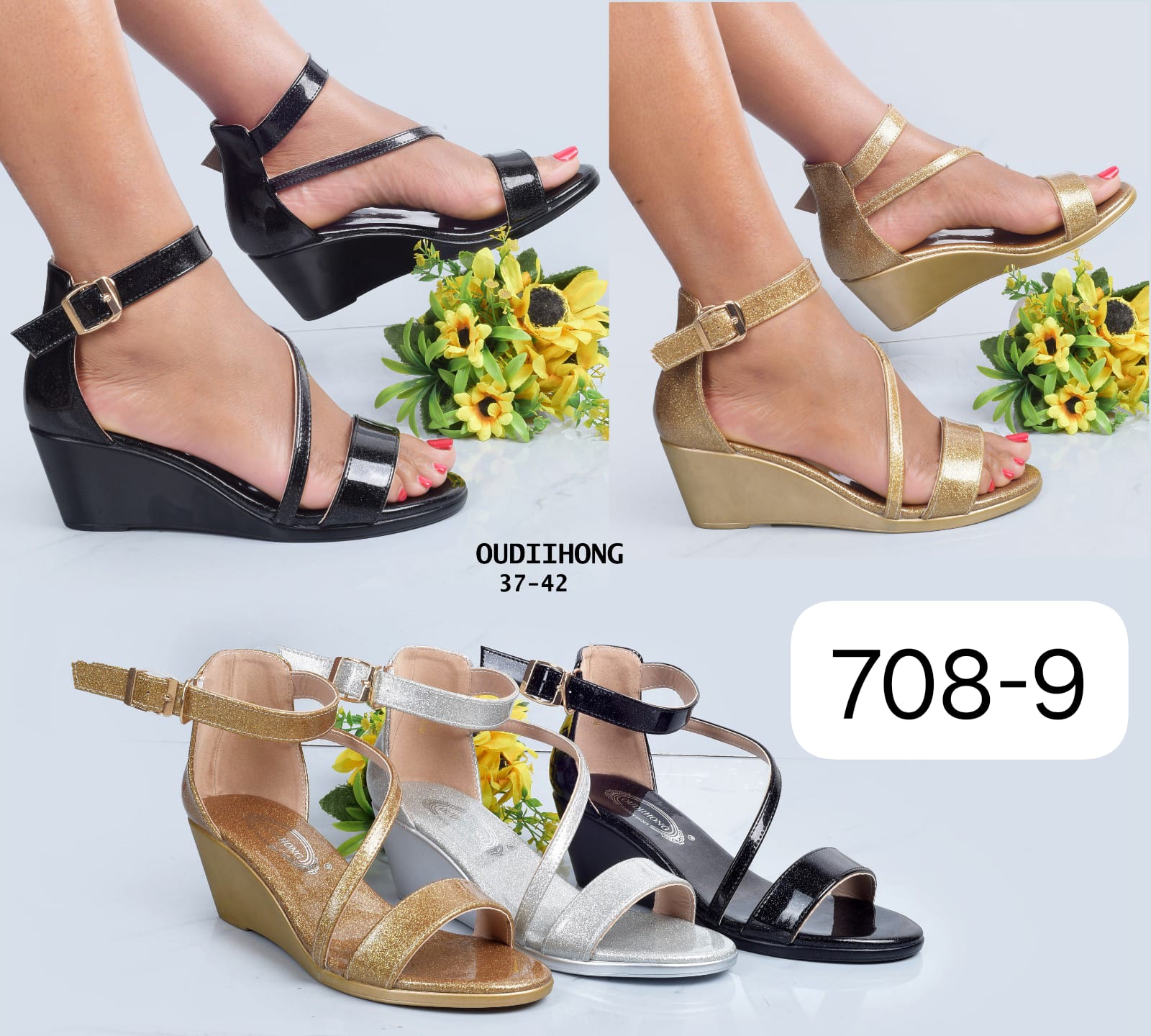 Women PU Open Wedge Sandals Comfortable Lightweight Stylish Ladies Shoes Casual Office Party Wear Durable Non Slip Sole Fashion Footwear Sizes 37 to 42