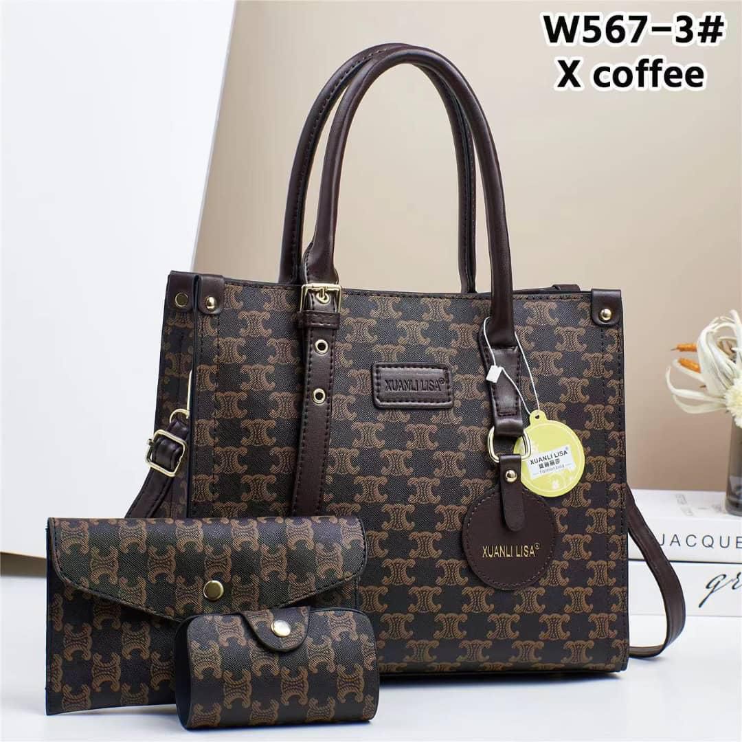 Women 3 in 1 PU Leather Handbags Set Tote Shoulder Crossbody Bags Stylish Durable Elegant Everyday Use Spacious Fashion Bags Multi Function Set