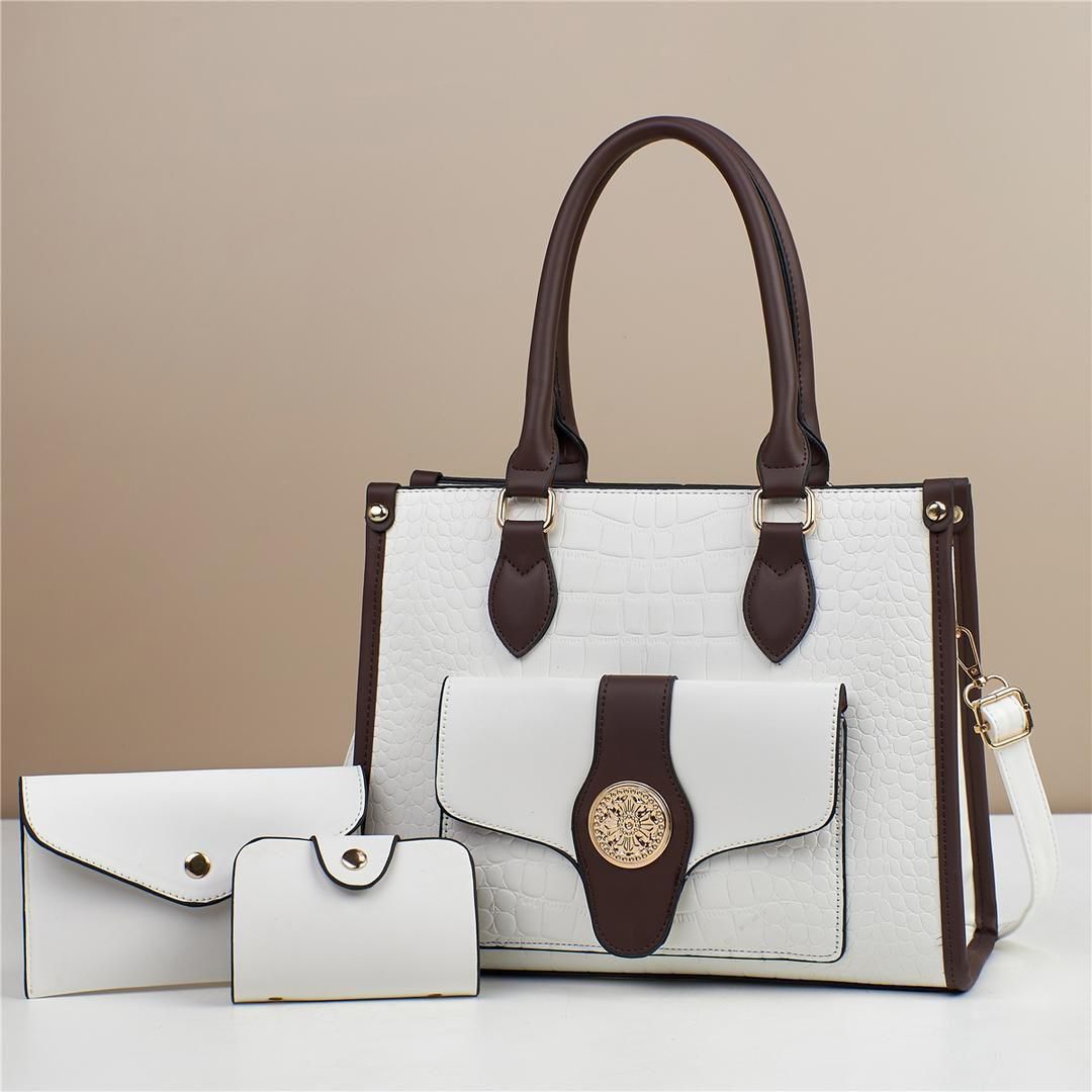 Women 3 in 1 PU Leather Handbags Set Tote Shoulder Crossbody Bags Stylish Durable Elegant Everyday Use Spacious Fashion Bags Multi Function Set