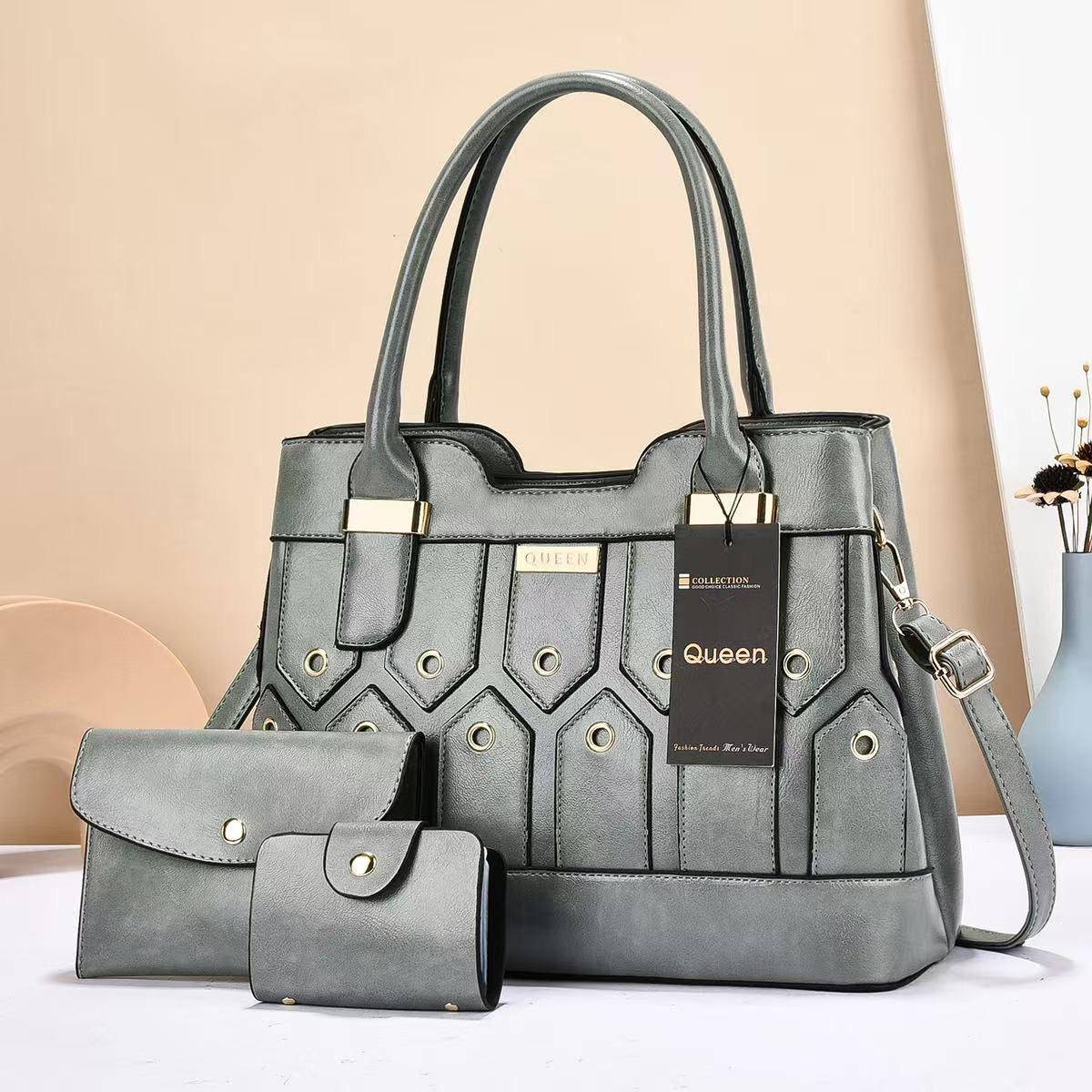 Women 3 in 1 PU Leather Handbags Set Tote Shoulder Crossbody Bags Stylish Durable Elegant Everyday Use Spacious Fashion Bags Multi Function Set