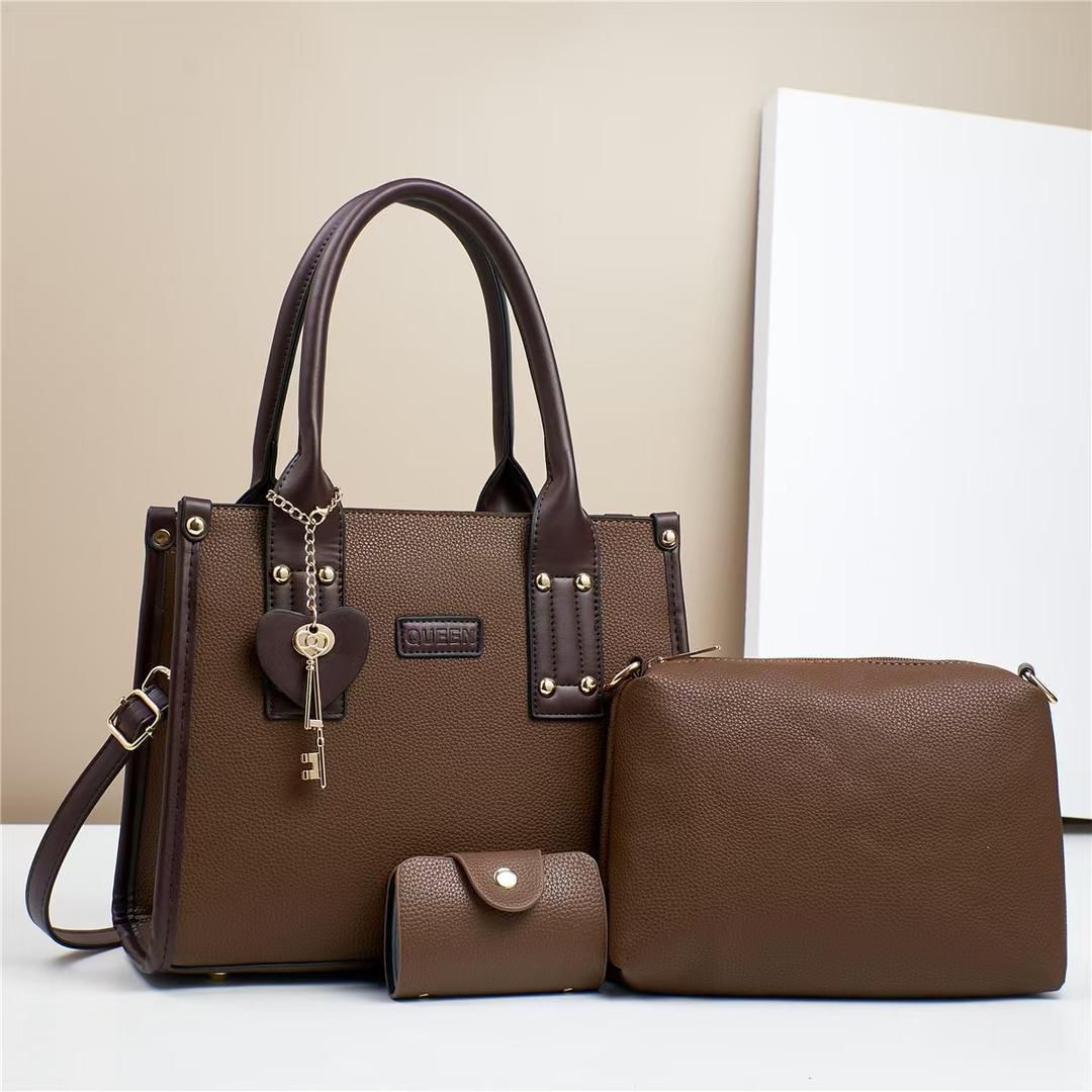 Women 3 in 1 PU Leather Handbags Set Tote Shoulder Crossbody Bags Stylish Durable Elegant Everyday Use Spacious Fashion Bags Multi Function Set