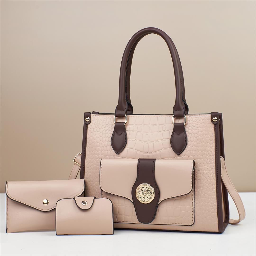 Women 3 in 1 PU Leather Handbags Set Tote Shoulder Crossbody Bags Stylish Durable Elegant Everyday Use Spacious Fashion Bags Multi Function Set
