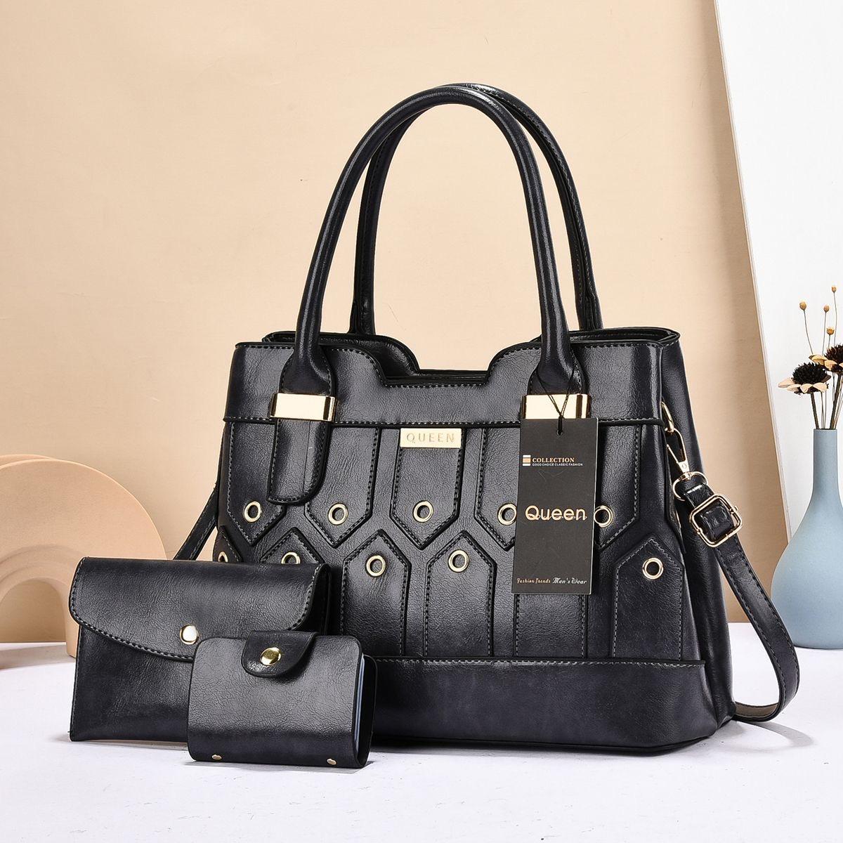 Women 3 in 1 PU Leather Handbags Set Tote Shoulder Crossbody Bags Stylish Durable Elegant Everyday Use Spacious Fashion Bags Multi Function Set