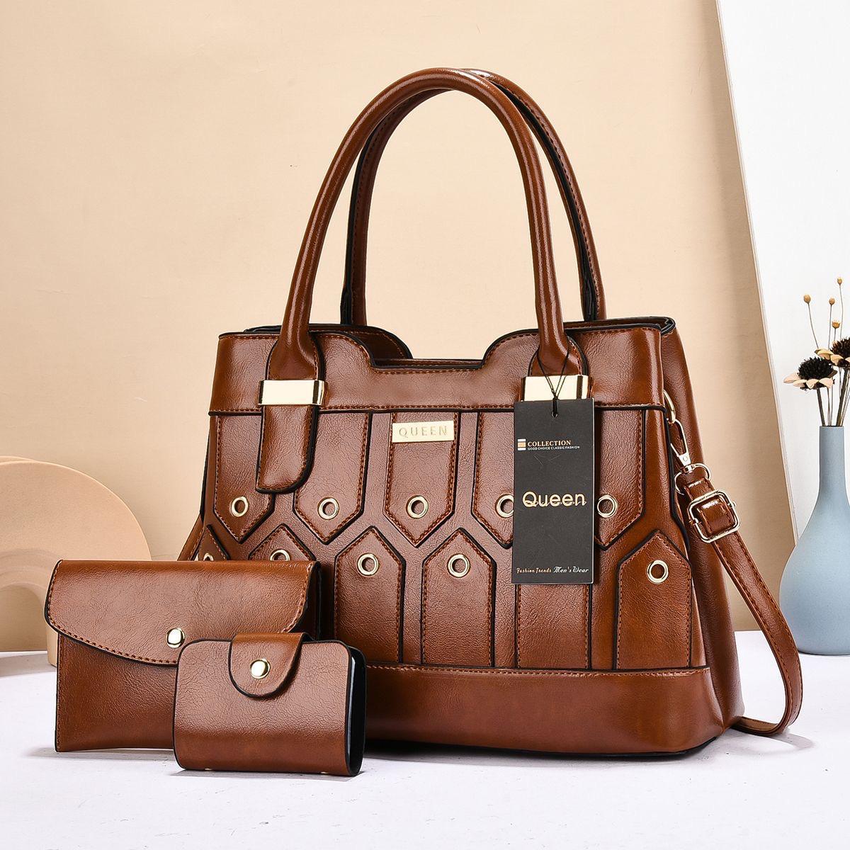 Women 3 in 1 PU Leather Handbags Set Tote Shoulder Crossbody Bags Stylish Durable Elegant Everyday Use Spacious Fashion Bags Multi Function Set