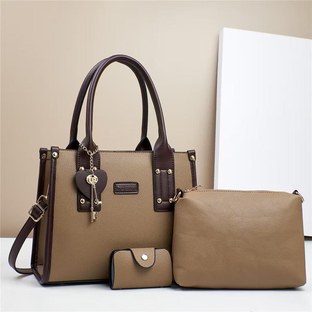 Women 3 in 1 PU Leather Handbags Set Tote Shoulder Crossbody Bags Stylish Durable Elegant Everyday Use Spacious Fashion Bags Multi Function Set