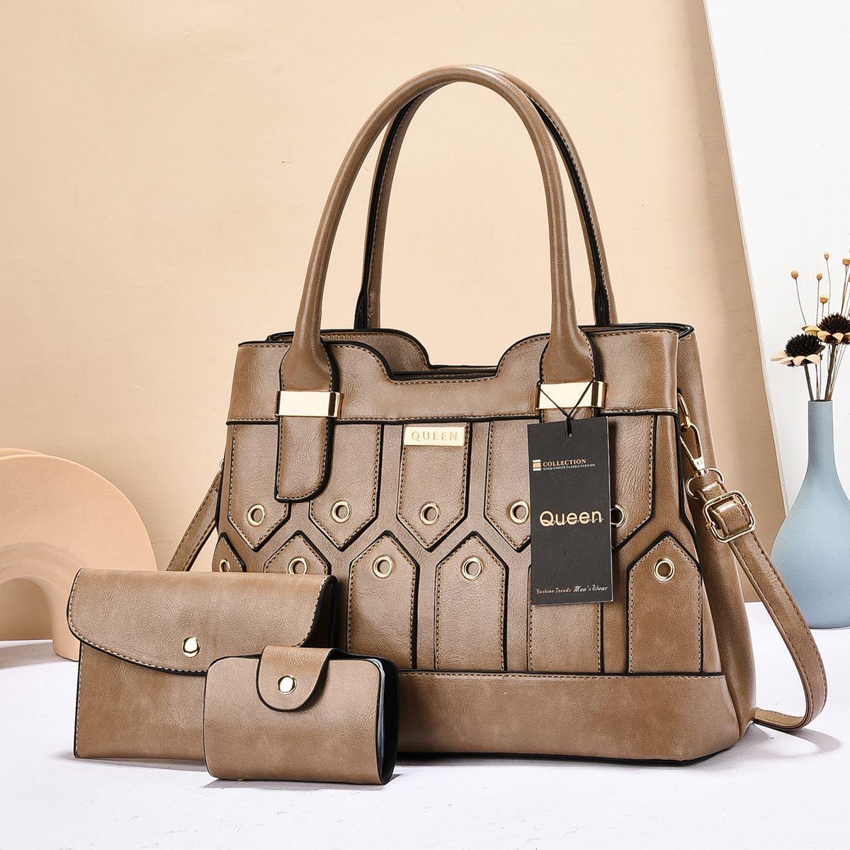 Women 3 in 1 PU Leather Handbags Set Tote Shoulder Crossbody Bags Stylish Durable Elegant Everyday Use Spacious Fashion Bags Multi Function Set