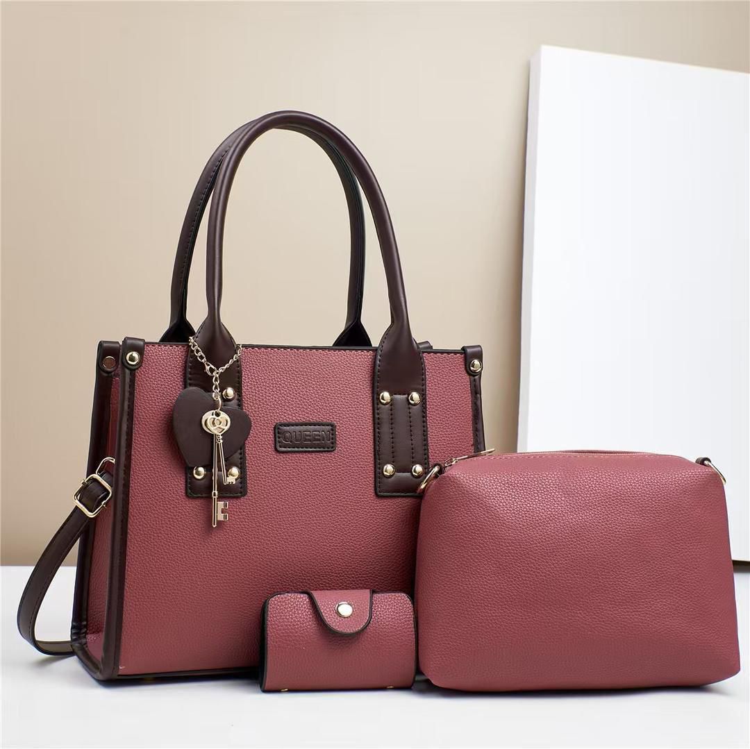 Women 3 in 1 PU Leather Handbags Set Tote Shoulder Crossbody Bags Stylish Durable Elegant Everyday Use Spacious Fashion Bags Multi Function Set