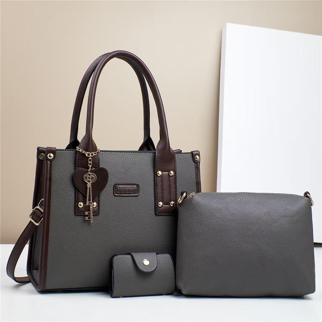 Women 3 in 1 PU Leather Handbags Set Tote Shoulder Crossbody Bags Stylish Durable Elegant Everyday Use Spacious Fashion Bags Multi Function Set