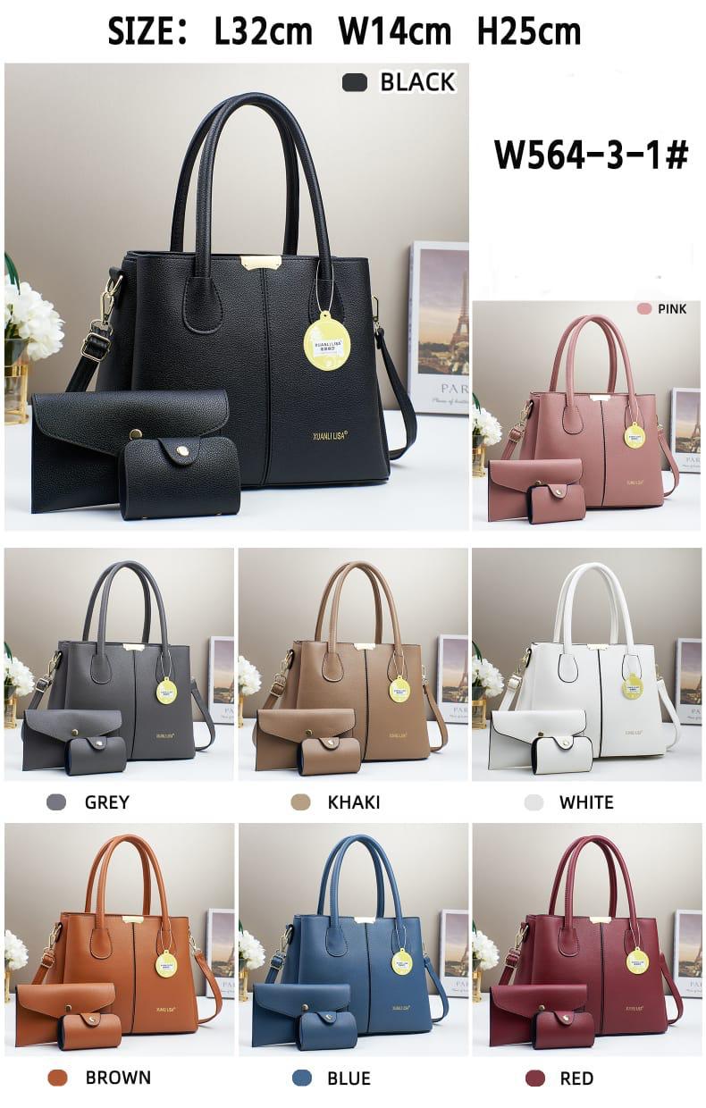 Women 3 in 1 PU Leather Handbags Set Tote Shoulder Crossbody Bags Stylish Durable Elegant Everyday Use Spacious Fashion Bags Multi Function Set