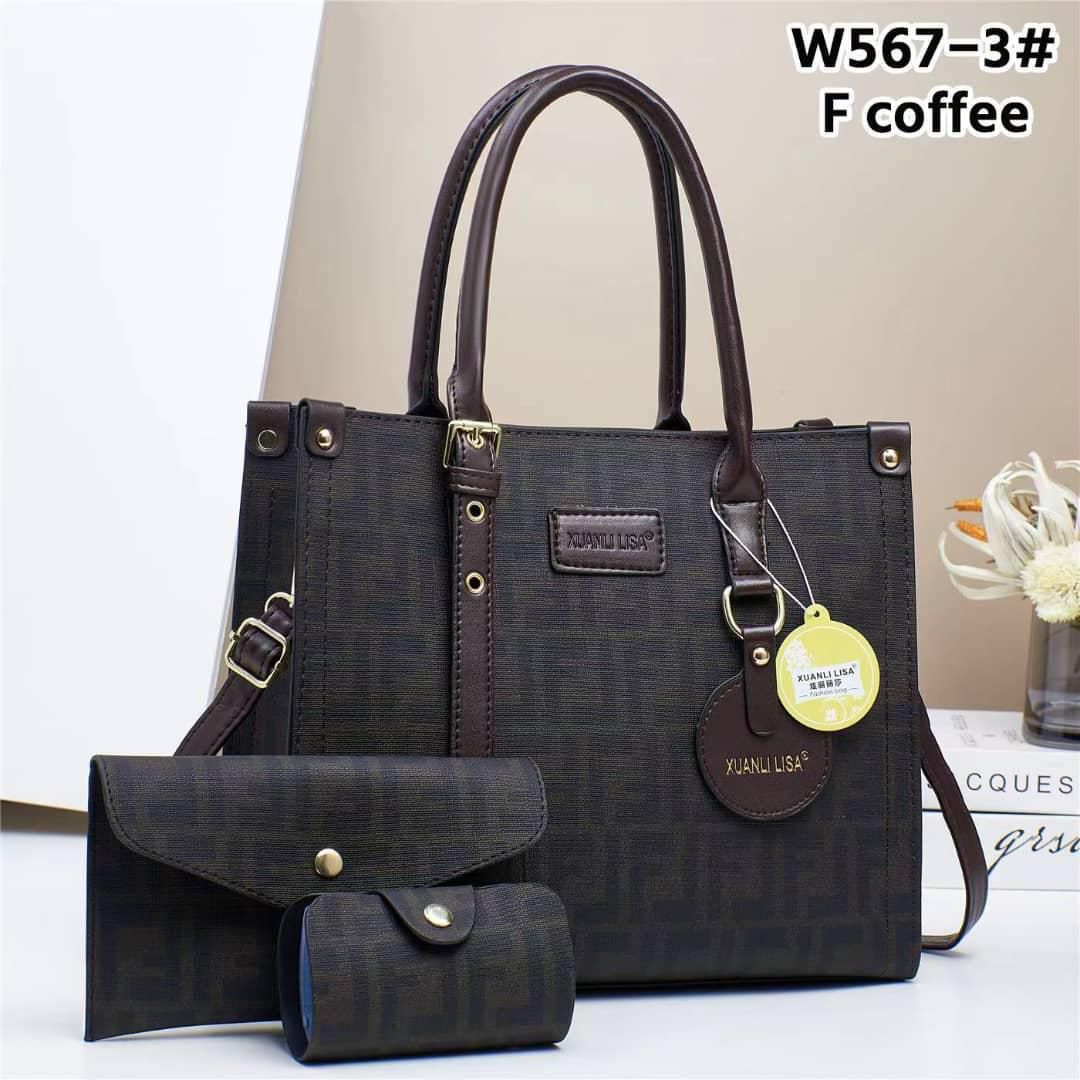 Women 3 in 1 PU Leather Handbags Set Tote Shoulder Crossbody Bags Stylish Durable Elegant Everyday Use Spacious Fashion Bags Multi Function Set