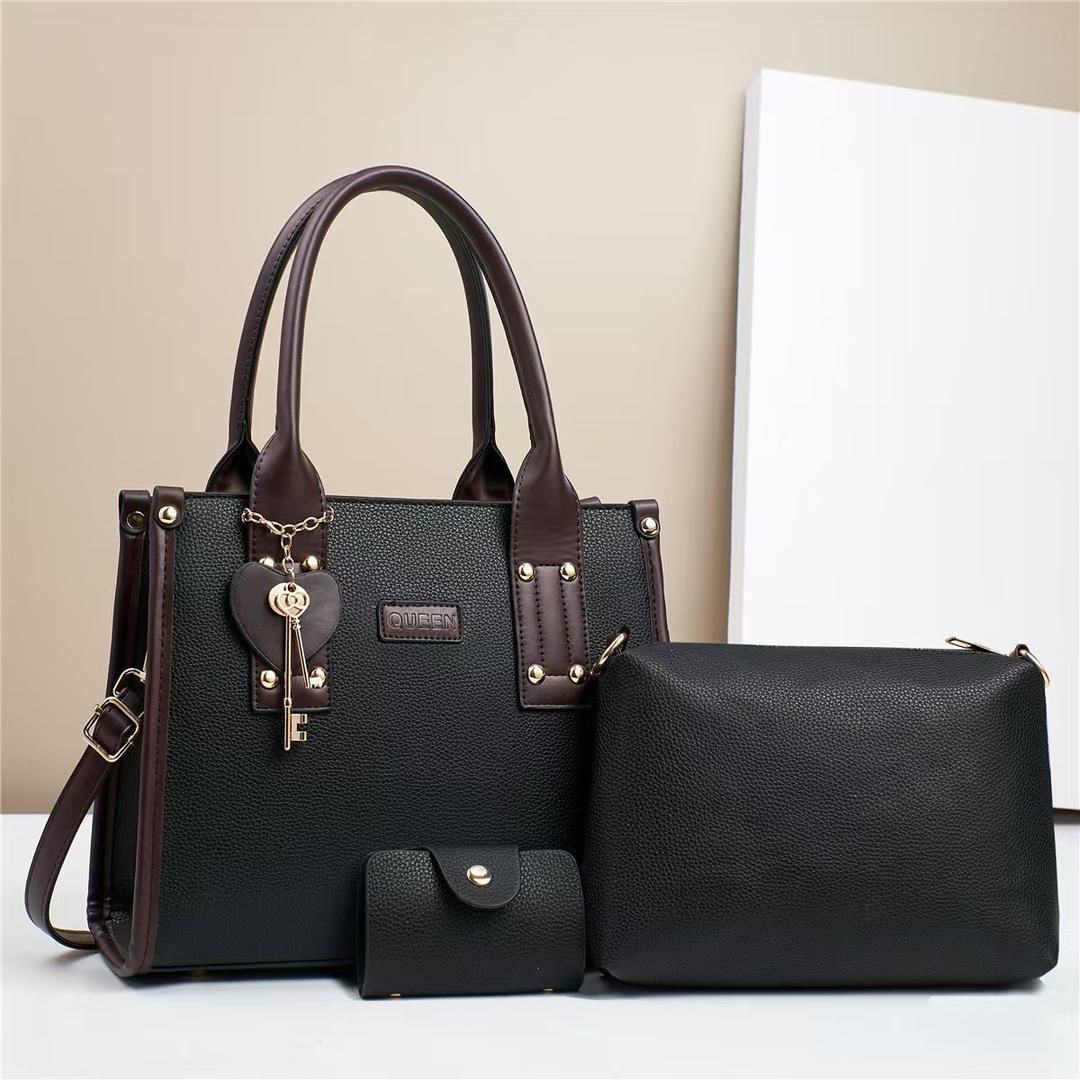 Women 3 in 1 PU Leather Handbags Set Tote Shoulder Crossbody Bags Stylish Durable Elegant Everyday Use Spacious Fashion Bags Multi Function Set